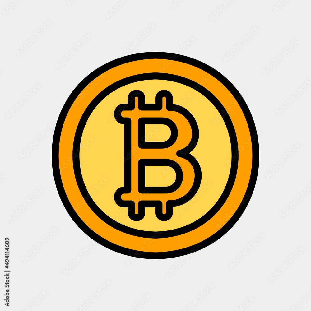 Bitcoin icon in filled line style about currency, use for website mobile app presentation Bitcoin icon in filled line style about currency, use for website mobile app presentation