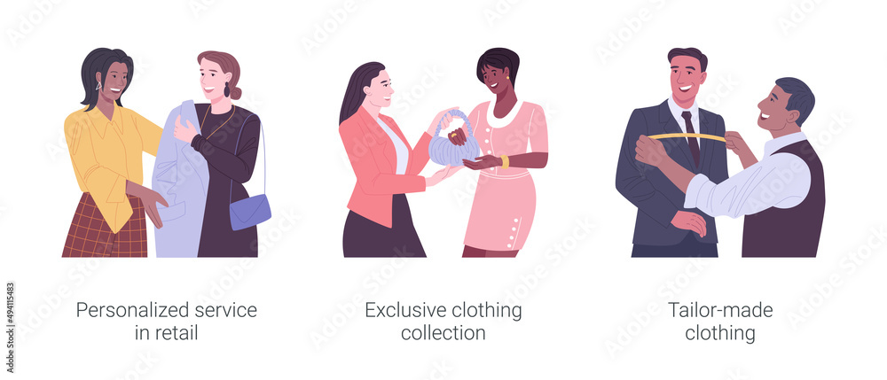 Obraz premium Clothing boutique isolated cartoon vector illustrations set.