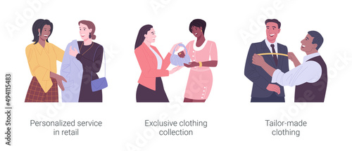 Clothing boutique isolated cartoon vector illustrations set.