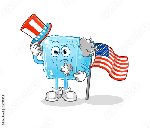 ice cube uncle sam character. cartoon mascot vector