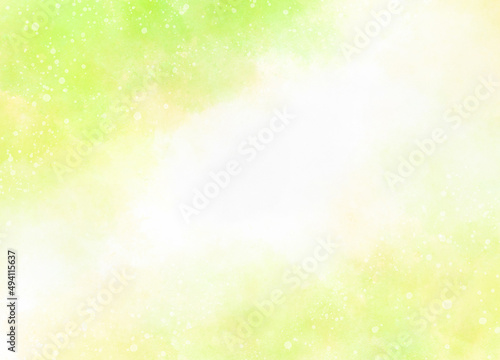 背景に使える水彩風の手描き素材_雪の舞う黄緑