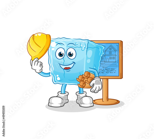 ice cube Architect illustration. character vector