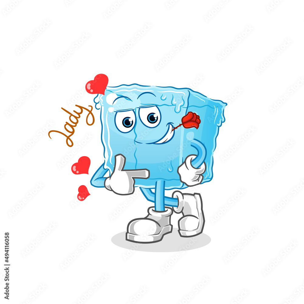 Fototapeta premium ice cube flirting illustration. character vector