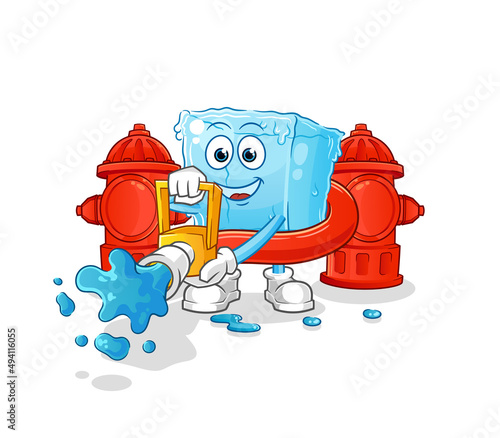 ice cube firefighter vector. cartoon character