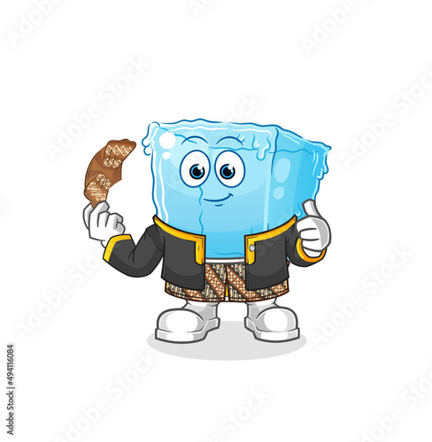 ice cube Javanese character. cartoon mascot vector