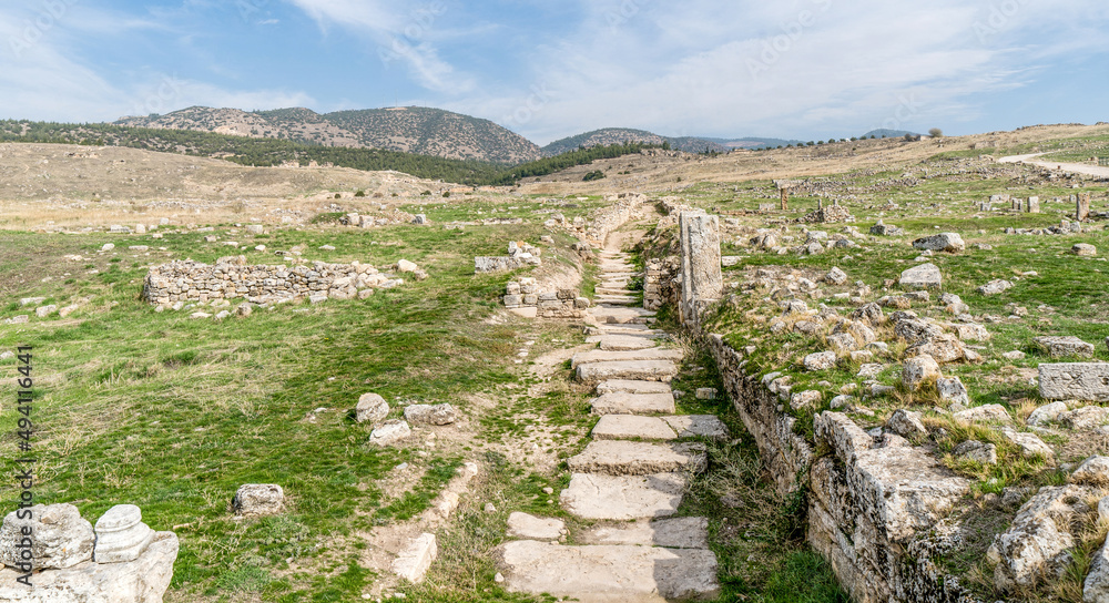The remains of the streets of the ancient city of hierapolis