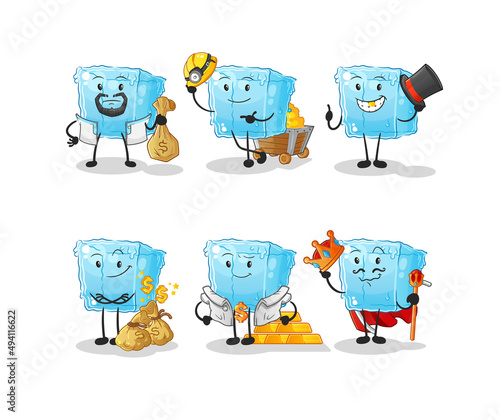 ice cube restaurant group character. cartoon mascot vector