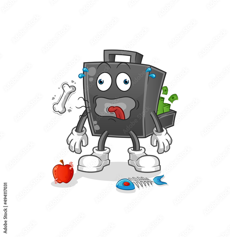 money briefcase burp mascot. cartoon vector