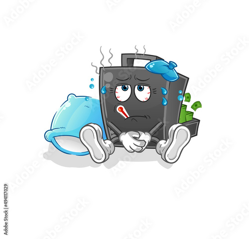 money briefcase sick vector. cartoon character