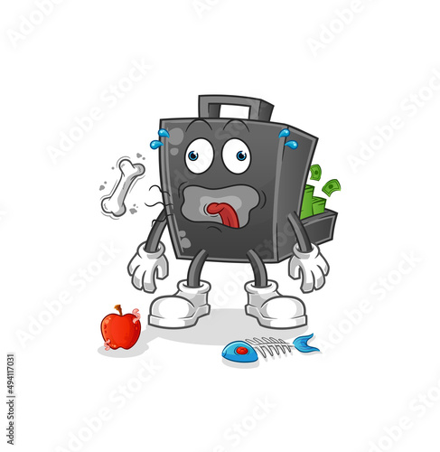 money briefcase burp mascot. cartoon vector