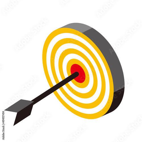立体的な的と矢のイラスト、アイコン。マーケティングのイメージイラスト。ダーツ