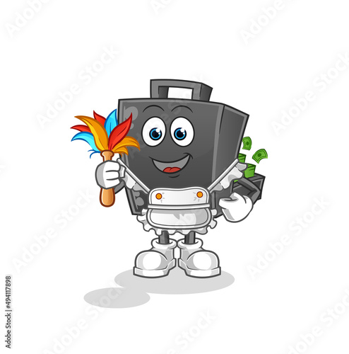 money briefcase maid mascot. cartoon vector