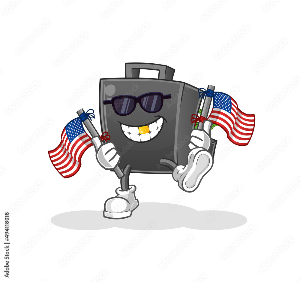 Obraz premium money briefcase american youth cartoon mascot vector