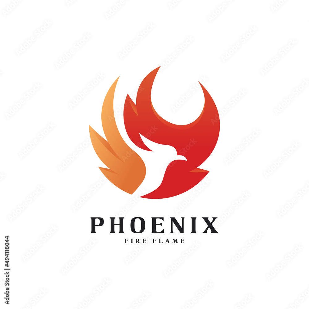 Fire bird logo design, eagle, hawk and wings vector illustration with circle negative space concept Fire bird logo design, eagle, hawk and wings vector illustration with circle negative space concept