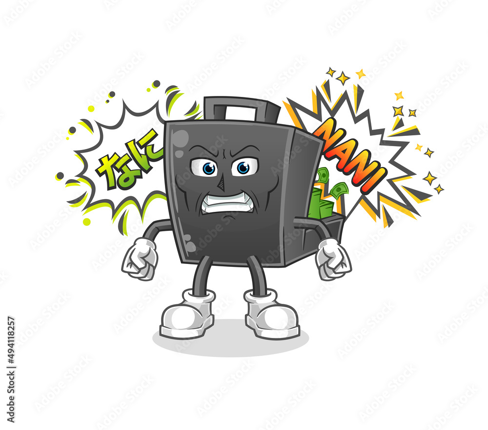 money briefcase anime angry vector. cartoon character Stock Vector | Adobe  Stock