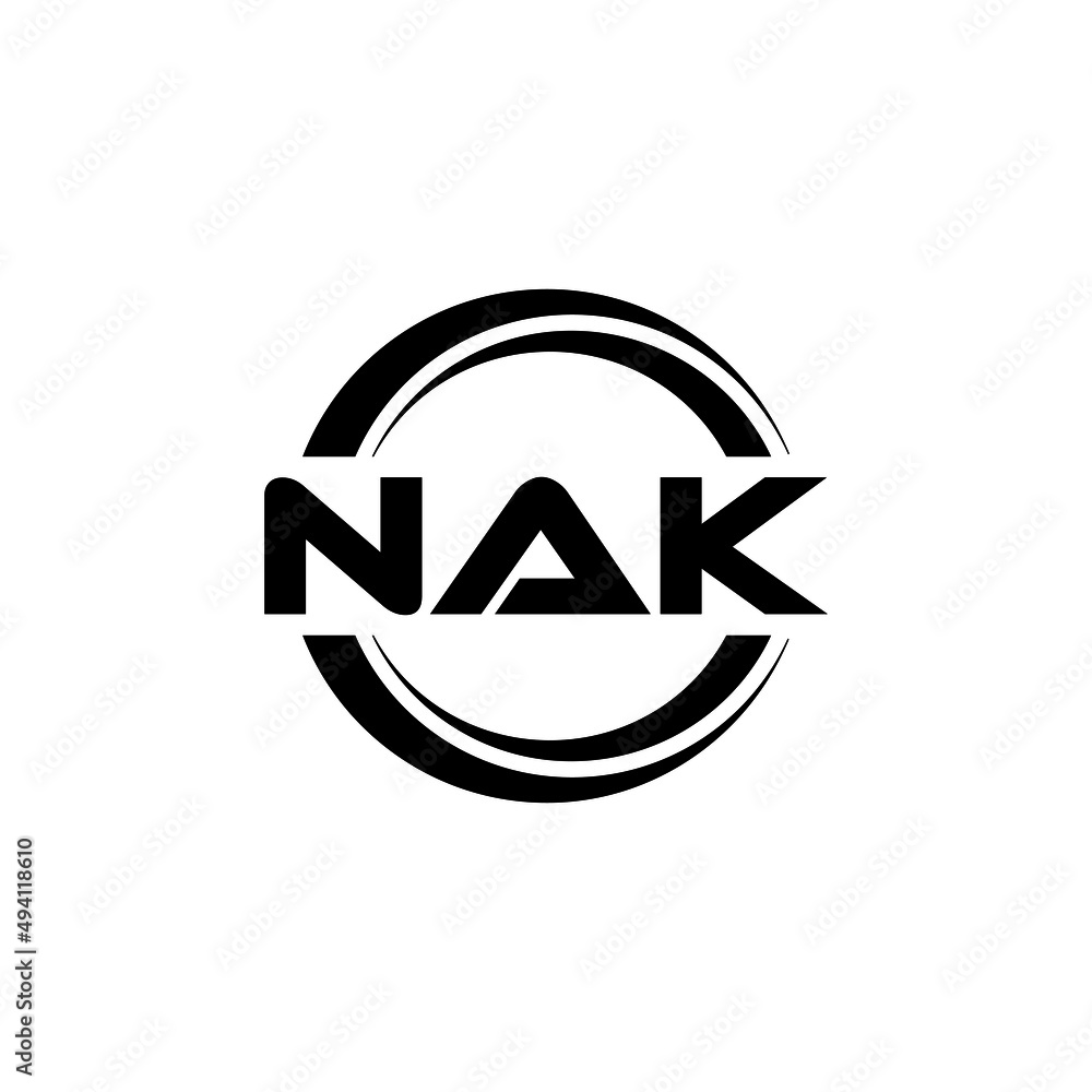 NAK letter logo design with white background in illustrator, vector logo modern alphabet font overlap style. calligraphy designs for logo, Poster, Invitation, etc.