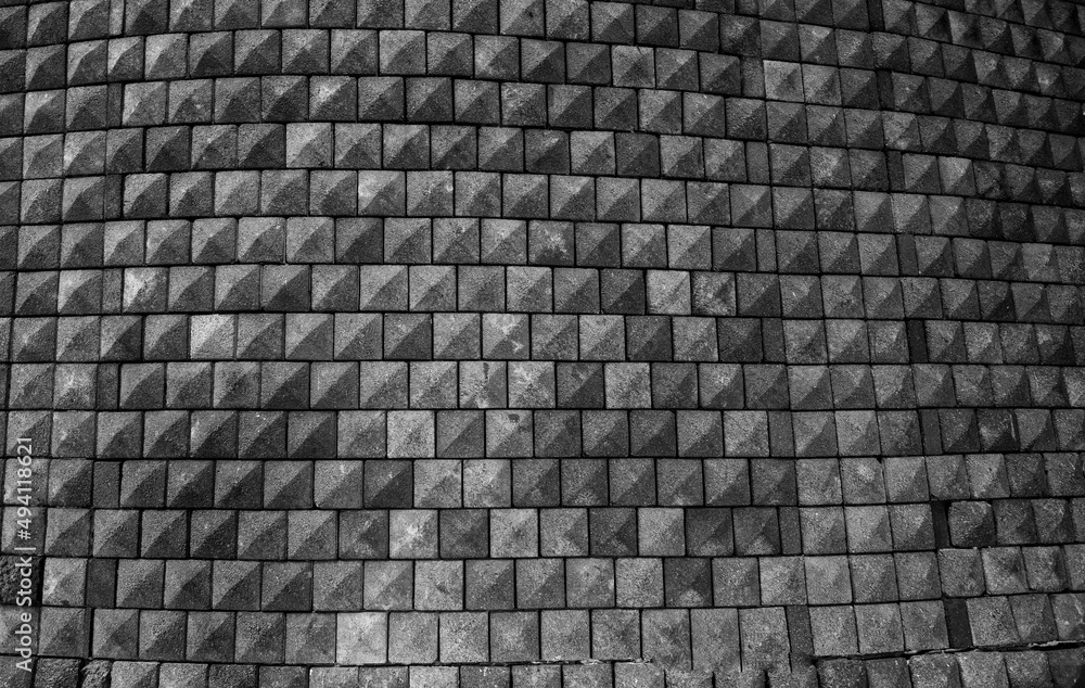 Black and white cube curved wall. Black and white cube curved wall.