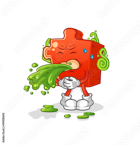 puzzle throw up cartoon. cartoon mascot vector
