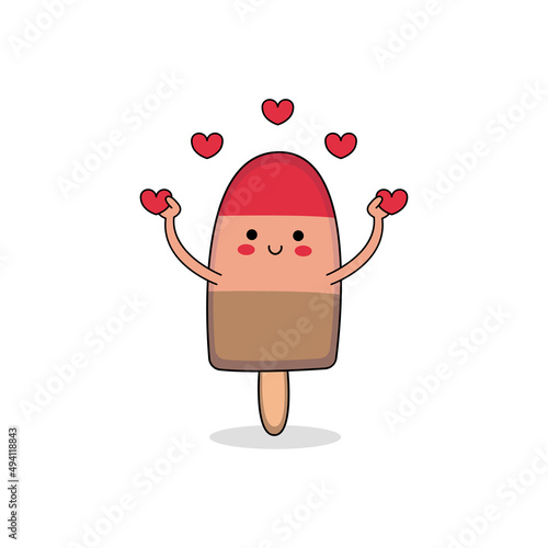 Cute popsicle cartoon character spreading love