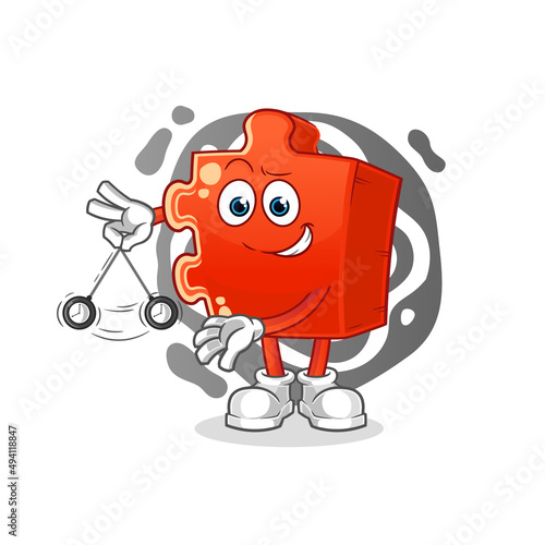puzzle hypnotizing cartoon. cartoon mascot vector