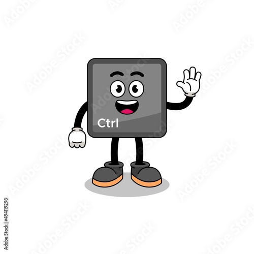 keyboard control button cartoon doing wave hand gesture
