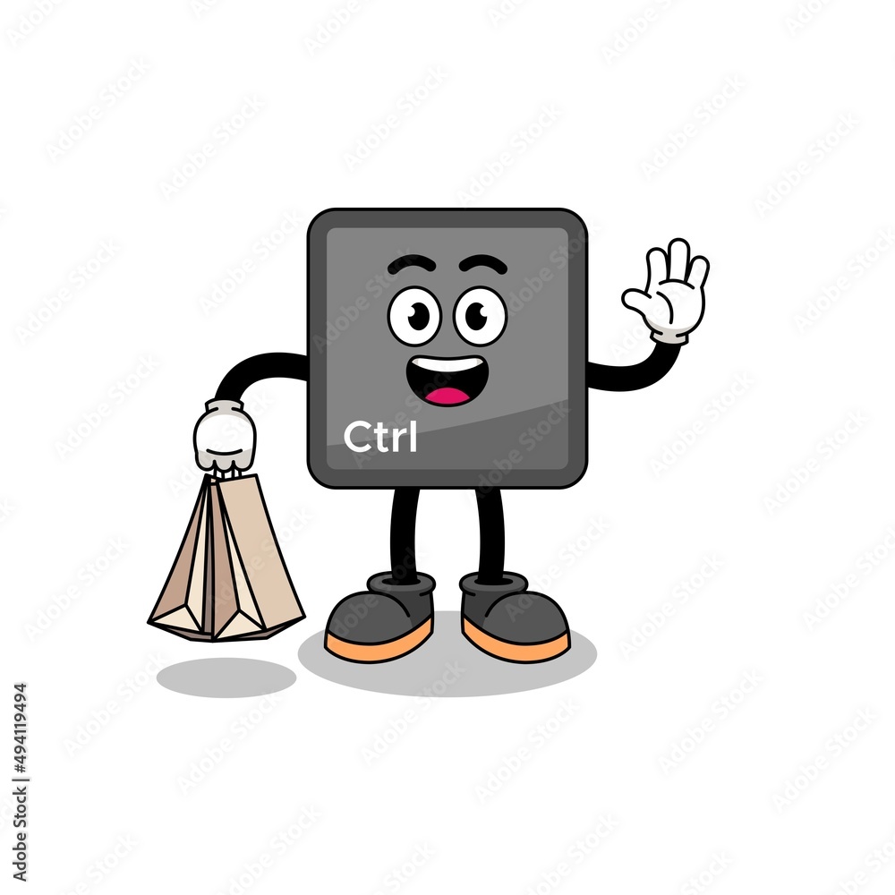 Cartoon of keyboard control button shopping Cartoon of keyboard control button shopping