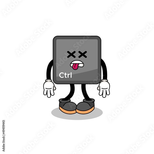 keyboard control button mascot illustration is dead