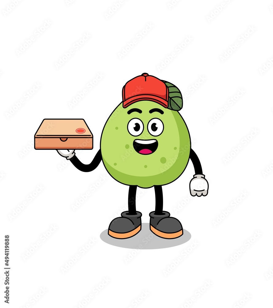 Fototapeta premium guava illustration as a pizza deliveryman
