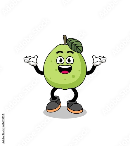 guava cartoon searching with happy gesture