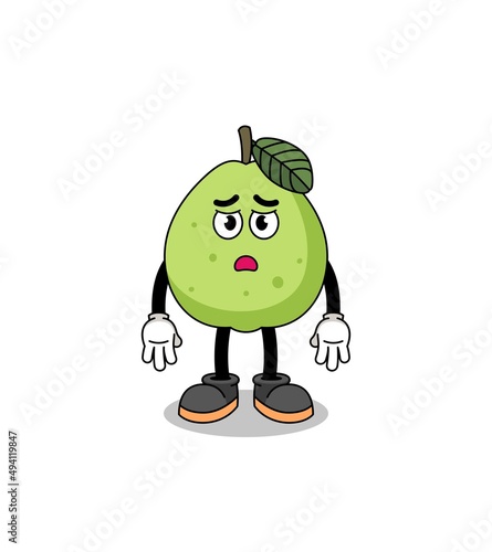 guava cartoon illustration with sad face