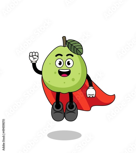 guava cartoon with flying superhero