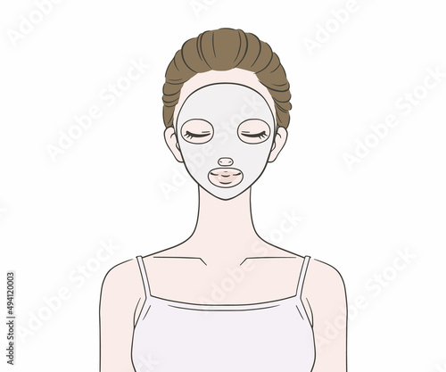 フェイスパックをつけて目を閉じる女性