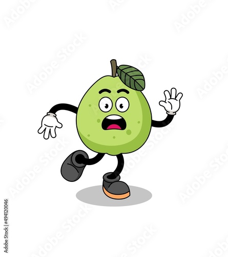 slipping guava mascot illustration
