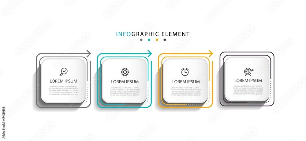 Infographic label design vector template with icons and 4 options or steps. Can be used for process diagram, presentations, workflow layout, banner, flow chart, info graph. eps10 vector Infographic label design vector template with icons and 4 options or steps. Can be used for process diagram, presentations, workflow layout, banner, flow chart, info graph. eps10 vector