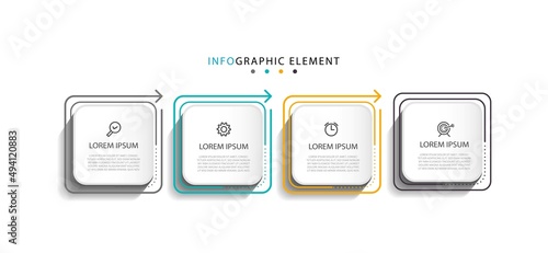 Infographic label design vector template with icons and 4 options or steps. Can be used for process diagram, presentations, workflow layout, banner, flow chart, info graph. eps10 vector