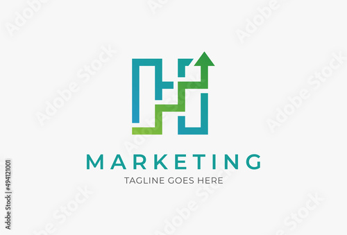 Letter H Trade Marketing logo design inspiration