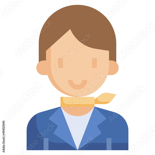 AIR HOSTESS flat icon,linear,outline,graphic,illustration