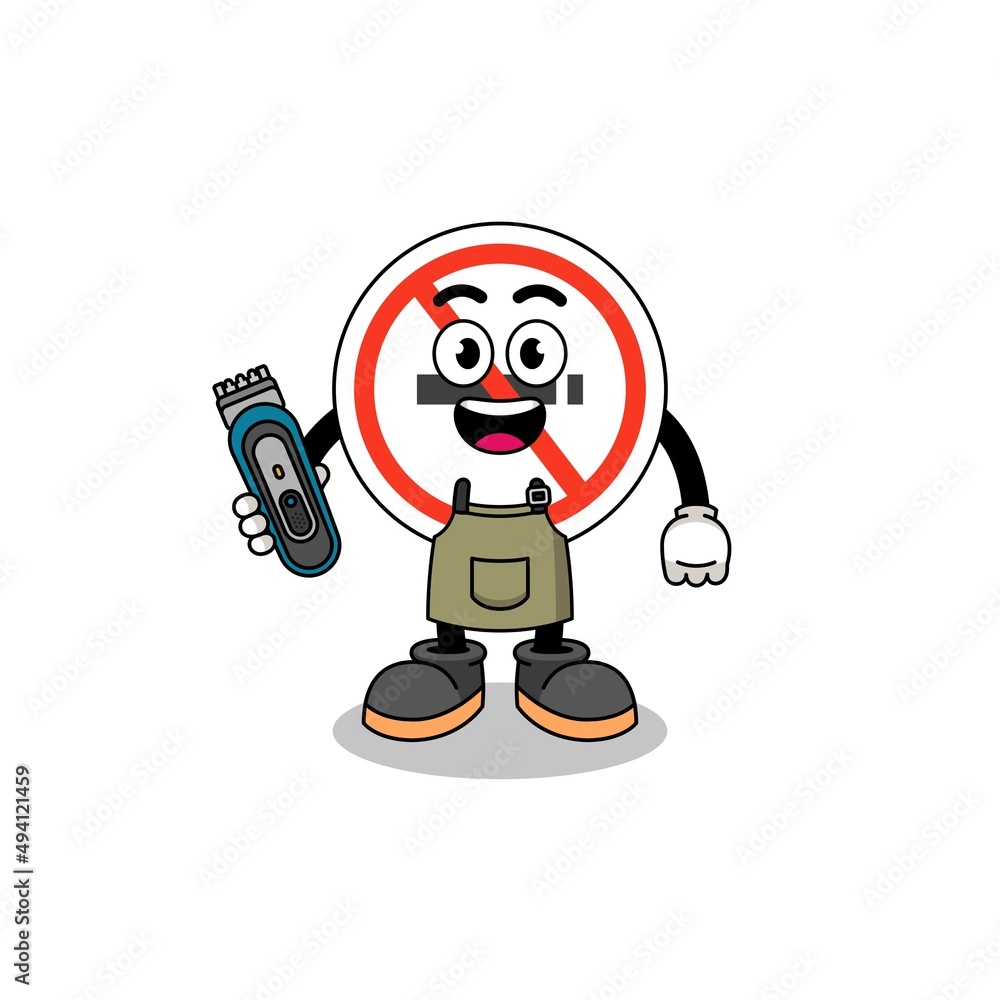 Cartoon Illustration of no smoking sign as a barber man Cartoon Illustration of no smoking sign as a barber man