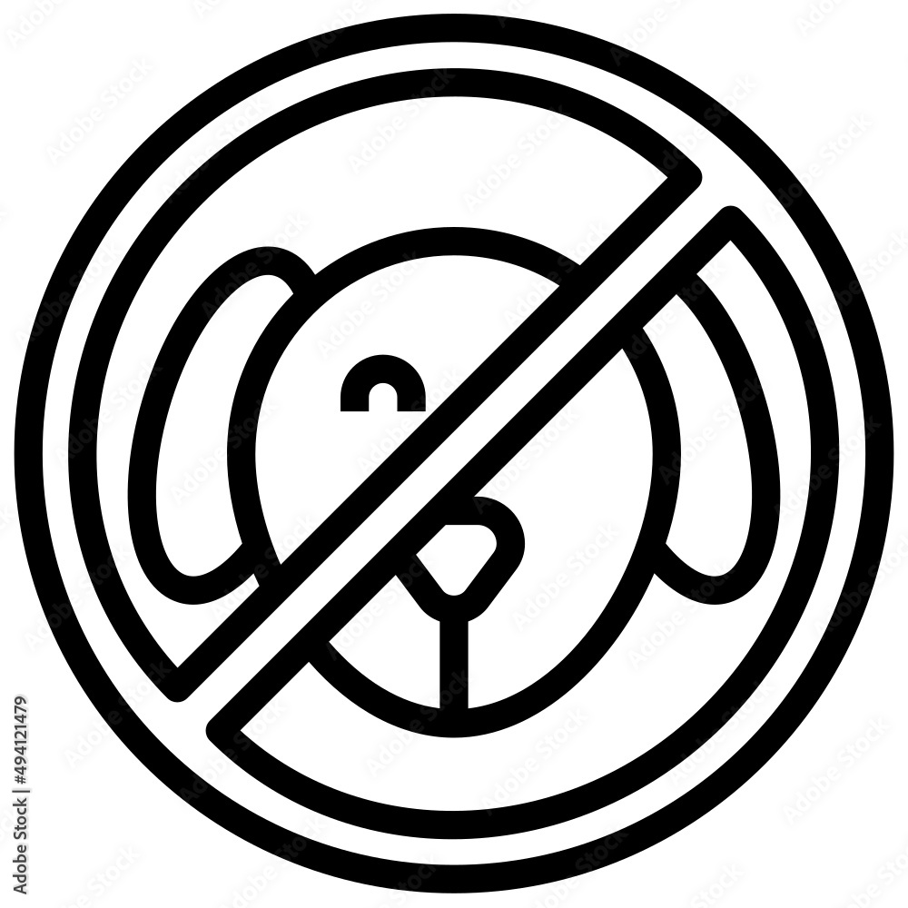 NO PETS line icon,linear,outline,graphic,illustration NO PETS line icon,linear,outline,graphic,illustration