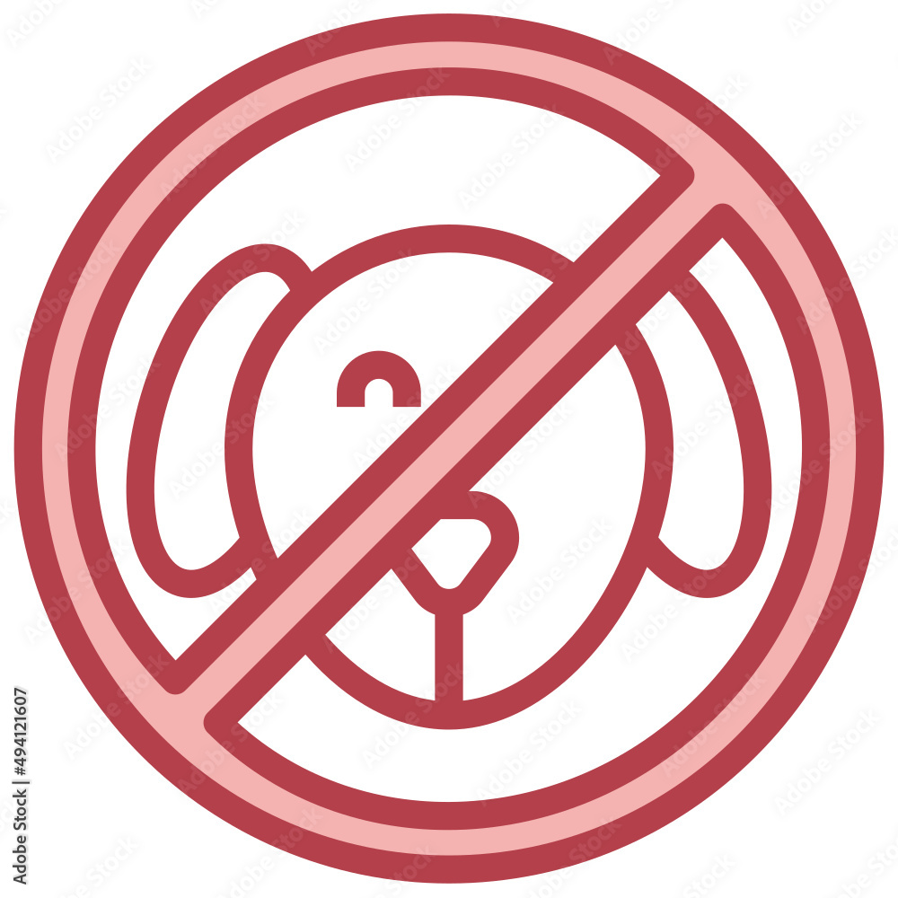 NO PETS red line icon,linear,outline,graphic,illustration