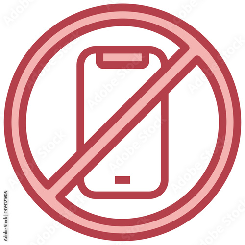 NO PHONE red line icon,linear,outline,graphic,illustration