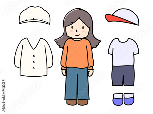 学校での着替え　白衣と体操服