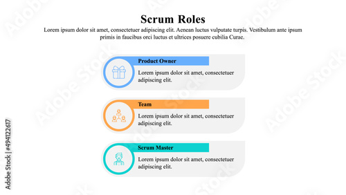 Infographic presentation template of agile scrum roles.