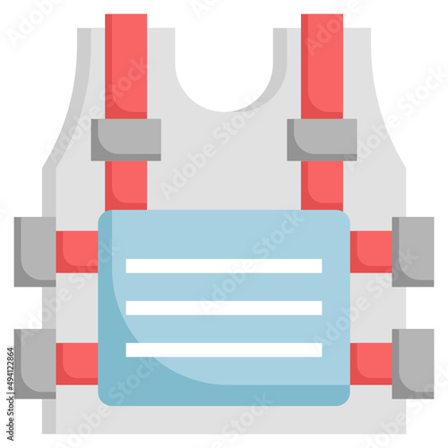 BULLETPROOF VEST flat icon,linear,outline,graphic,illustration