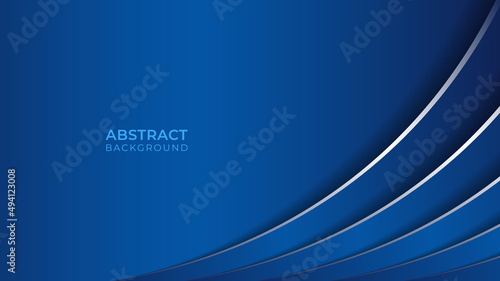 Blue abstracts background with layers and white gold lines. Luxury style graphic elements. Space for your text. Vector illustration
