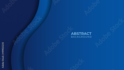dark blue wave vector background with dots design and space for text messages. abstract overlap blue template design.