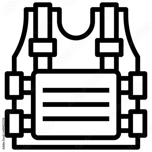 BULLETPROOF VEST line icon,linear,outline,graphic,illustration
