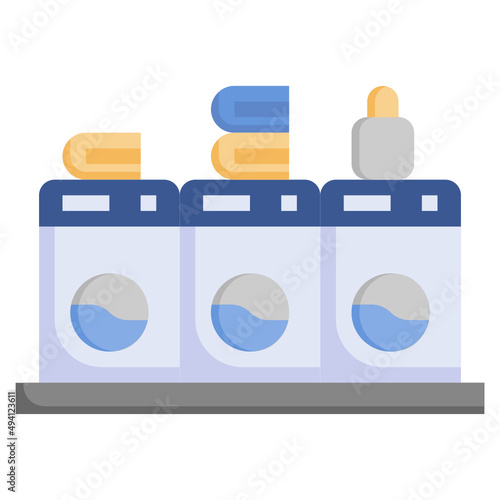 LAUNDROMAT flat icon,linear,outline,graphic,illustration