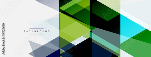 Color triangles composition, geometric abstract background. Techno or business concept, pattern for wallpaper, banner, background, landing page