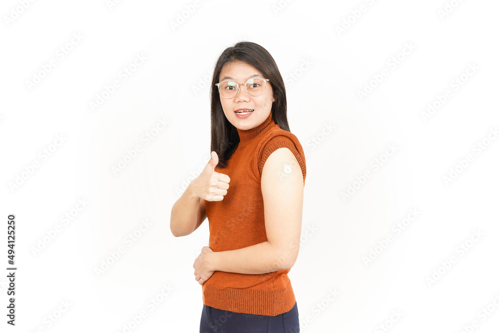 Receive Covid-19 Anti Virus Vaccine in campaign Of Beautiful Asian Woman Isolated On White Receive Covid-19 Anti Virus Vaccine in campaign Of Beautiful Asian Woman Isolated On White